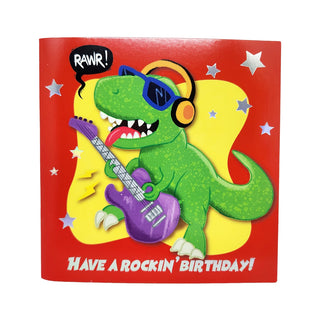 Unknown | Dinosaur Rock n Roll Happy Birthday Card | Dinosaur Party Supplies NZ