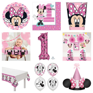 Minnie 1st Birthday Party pack for 8 - SAVE 25%