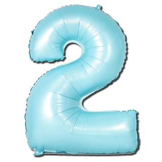 Giant Matte Light Blue Number 2 Foil Balloon | Blue Party Supplies NZ