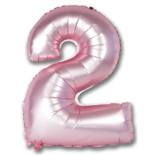 Giant Chrome Light Pink Number 2 Foil Balloon | Pink Party Supplies NZ