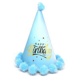 Blue Pom Pom Birthday Hat | Blue Party Supplies NZ