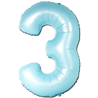 Giant Matte Light Blue Number 3 Foil Balloon | Blue Party Supplies NZ