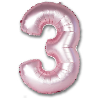 Giant Chrome Light Pink Number 3 Foil Balloon | Pink Party Supplies NZ