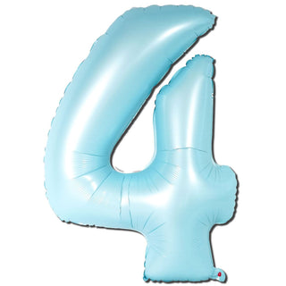 Giant Matte Light Blue Number 4 Foil Balloon | Baby Blue Party Supplies NZ