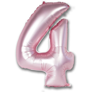 Giant Chrome Light Pink Number 4 Foil Balloon | Pink Party Supplies NZ