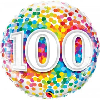 Rainbow Confetti 100th Foil Balloon