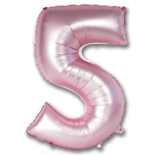 Giant Chrome Light Pink Number 5 Foil Balloon | Pink Party Supplies NZ