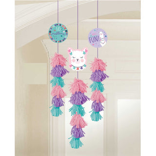 Llama Party Supplies | Llama Party Dangling Decorations | Llama Party Pink Purple Blue Decorations 