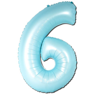 Giant Matte Light Blue Number 6 Foil Balloon | Baby Blue Party Supplies NZ