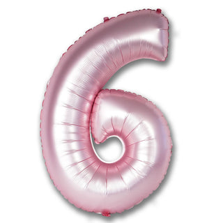 Giant Chrome Light Pink Number 6 Foil Balloon | Pink Party Supplies NZ