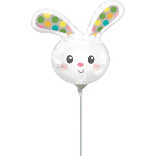 Spotted Bunny Head Mini Foil Balloon