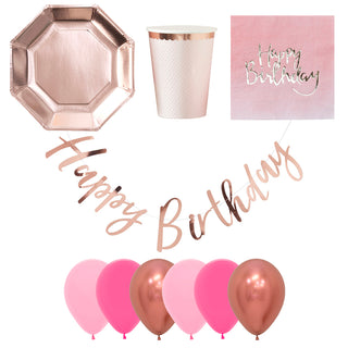 Ginger Ray Pink and Rose Gold Party Essentials for 8 - SAVE 5%