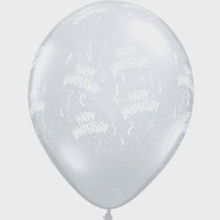 Mini Clear Happy Anniversary Balloon - 100 Pkt