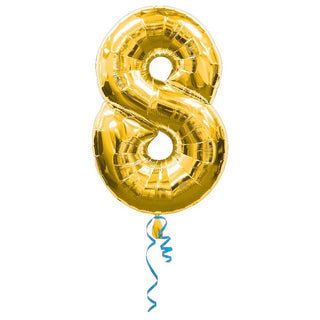 Qualatex | Giant Gold Number Foil Balloon - 8 | Gold Party Supplies NZ