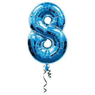 Qualatex | Giant Blue Number Foil Balloon - 8 | Blue Party Supplies NZ