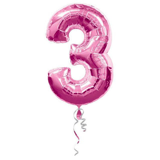 Qualatex | Giant Pink Number 3 Foil Balloon | Pink Party Supplies NZ