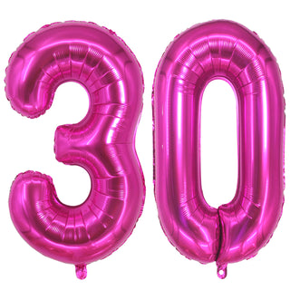 Giant Foil Number Balloons | 30 Foil Number Balloons | 30th Party Supplies | 30th Party Balloons | Pink Foil Number Balloons 