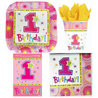 Unknown | Girls 1st Birthday Party Pack - 40 Pieces | Girls 1st Birthday Party Supplies NZ