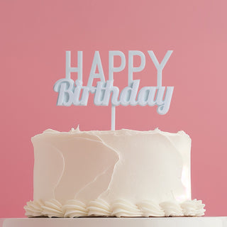 Sprinks | Milkshake Bubblegum Blue Happy Birthday Cake Topper | Happy Birthday Cake Topper