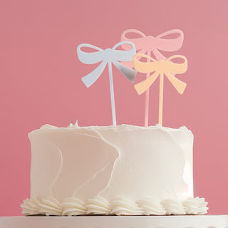 Milkshake Pastel Bows Cake Topper - 3 Pkt