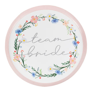 Ginger Ray Boho Floral Team Bride Hen Party Plates - 8 Pkt