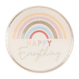 Ginger Ray Happy Everything Natural Rainbow Plates - 8 Pkt