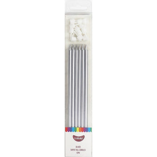 GoBake | Super Tall Silver Candles | Silver Cake Decorations NZ