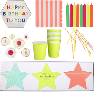 Meri Meri | Neon 70's Party Pack | Neon Party Supplies NZ