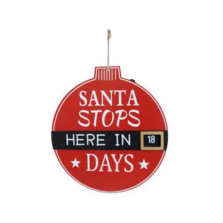 Santa Stops Here Hanging Countdown Plaque | Christmas Decorations NZ