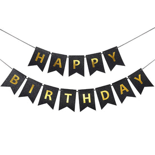 Black Glitter Birthday Banner | Black Party Supplies NZ