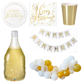 Luxe White and Gold Party Pack for 8 - SAVE 15%