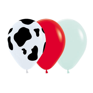 Cow Print, Red & Mint Balloons | Farm Party Supplies NZ