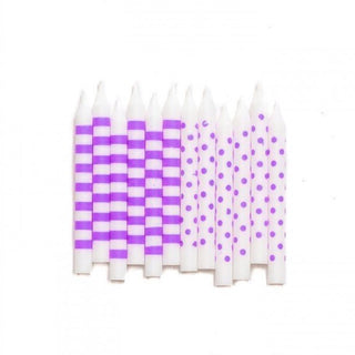 Dots and Stripes Candles | Purple Candles | Purple Cake Birthday Candles | Purple Party Supplies 