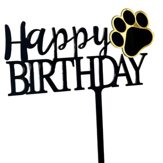 Happy Birthday Paw Print Cake Topper | Dog Party Supplies NZ