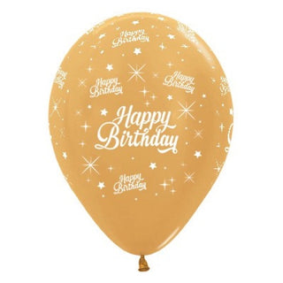 Happy Birthday Printed Latex Balloons | Pack of 6 Latex Balloons | Happy Birthday Balloons | Gold Birthday Balloons 