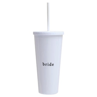 Ginger Ray White Reusable Bride Hen Party Cup with Straw