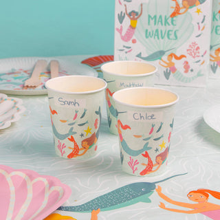 Make Waves Mermaid Party | Mermaid Party Supplies | Mermaid Cups | Paper Party Cups 