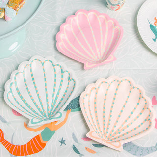 Make Waves Mermaid Party | Mermaid Party Supplies | Mermaid Paper Party Plates | Sea Shell Shaped Paper Party Plates 