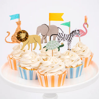 Meri Meri Safari Animal Party | Jungle Safari Animal Party Supplies | Safari Animal  Cupcake Toppers | Zoo Party Cupcake Kit