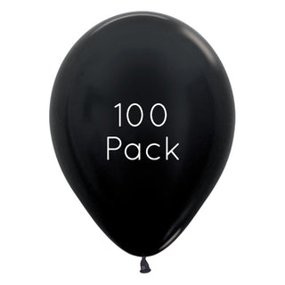 Sempertex | Metallic Black Balloons 100 Pack | Black Party Supplies NZ