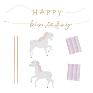 Ginger Ray Princess Pony Happy Birthday Cake Topper