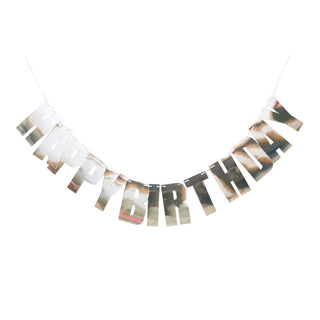 Silver Happy Birthday Garland | Silver Party Supplies NZ