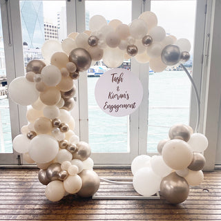 Champagne Silk Balloon Frame Backdrop Hire | Event Hire Wellington NZ