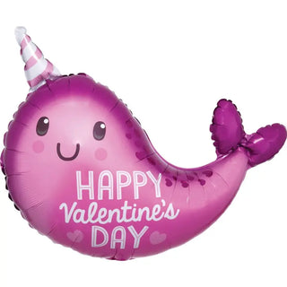 Anagram | valentines narwhal junior supershape foil balloon | Valentines day party supplies NZ