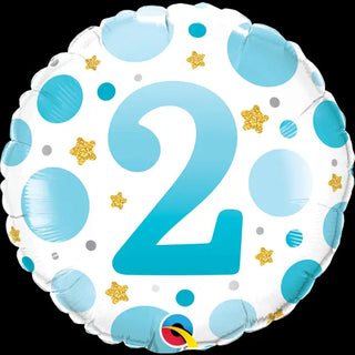 Blue Dots 2nd Birthday Foil Balloon