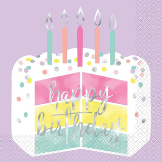 Pastel Happy Birthday Cake Napkins | Pastel Party Supplies NZ