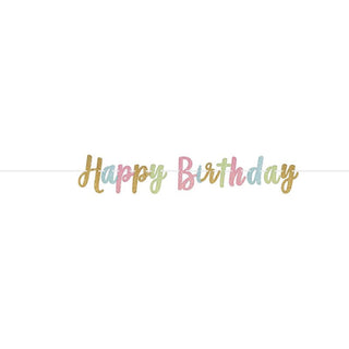 Pastel Glitter Happy Birthday Banner | Pastel Party Supplies NZ