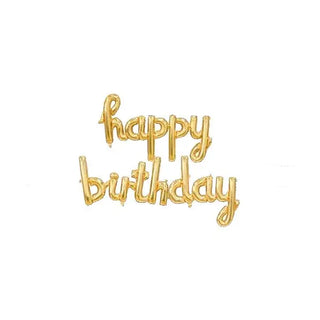 Gold Happy Birthday Script Balloon Banner Kit | 21st Birthday Party Theme & Supplies |