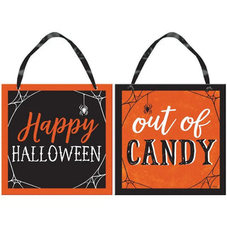 Halloween Classic Orange & Black Candy Reversible Sign