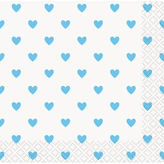 Unique | Blue Heart Beverage Napkins | Blue Party Supplies NZ